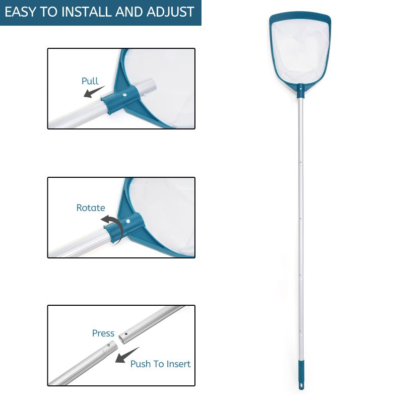 POOLWHALE Upgrades Swimming Pool Leaf Net Skimmer Rake with Adjustable Aluminum Pole and Nylon Medium Fine Mesh for Cleaning Swimming Pools, Hot Tubs, Spas and Fountains - Image 4
